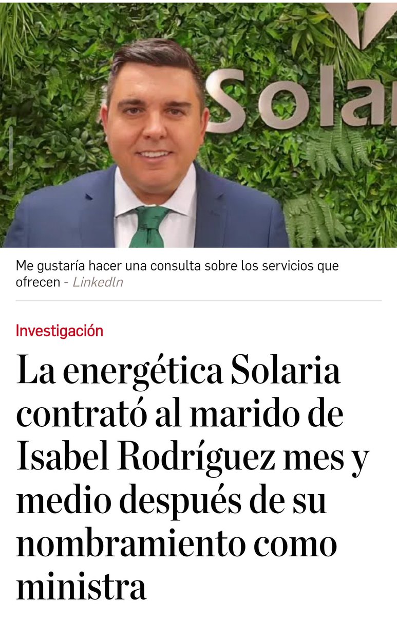 Lernadeis's tweet photo. @juansotoivars @albertosi1974 Con la inestimable ayuda de su marido, que pasó de ser reponedor y panadero a responsable de seguridad laboral en Solaria, que ha contribuido en la compra de esas propiedades. https://t.co/V22AAWPUYk