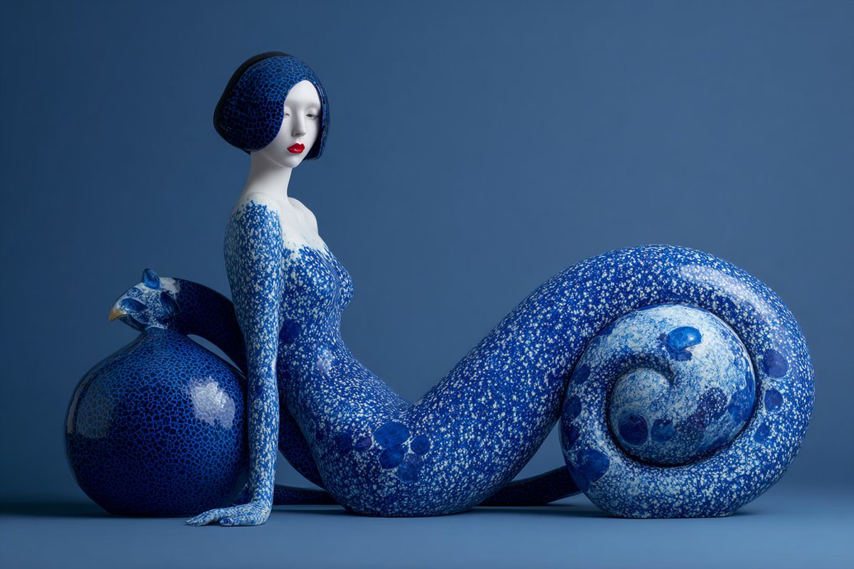 a ceramic mermaid sculpture
#midjourney #aiart