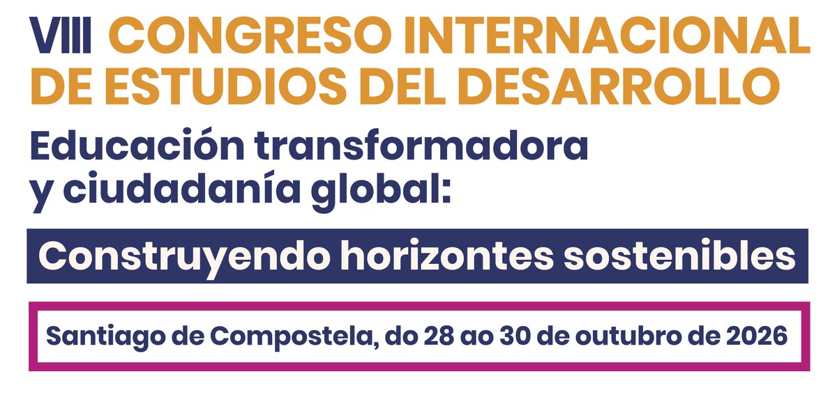 infoREEDES's tweet photo. ‼️ Últimos días ‼️

El 30 de abril termina el plazo para el envío de comunicaciones y pósteres al VIII Congreso Internacional de Estudios del Desarrollo. 

✅ Puedes enviar una propuesta sintética o extensa
✅En castellano, gallego, portugués o inglés

⬇️⬇️ https://t.co/JdbvuZ9X7t