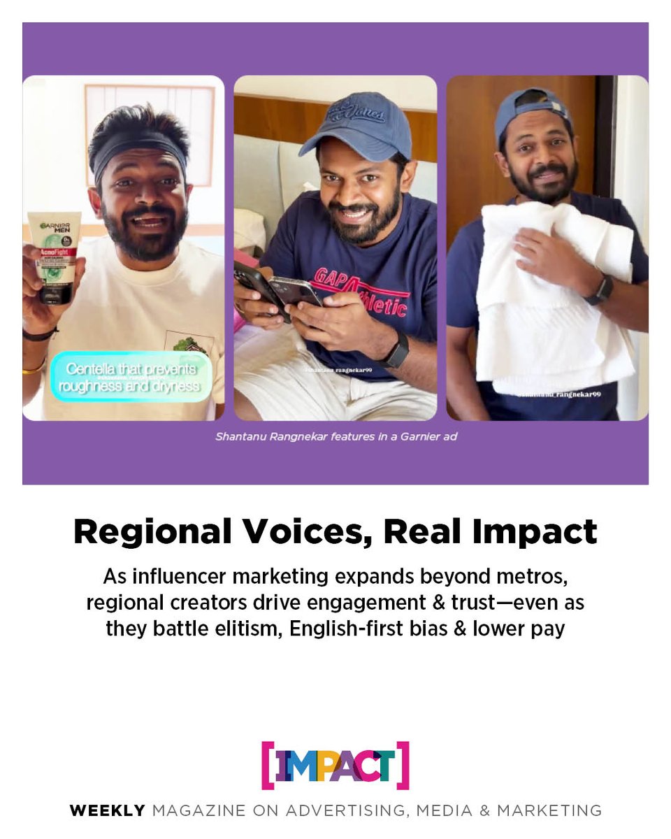 IMPACT_onnet's tweet image. Regional creators rose beyond metros, driving trust and engagement—despite ongoing bias and pay gaps.

Read more on - impactonnet.com/impact-feature…

By @DebolinaDatta_

#RegionalCreators #InfluencerMarketing #CreatorEconomy #DigitalIndia #Inclusion