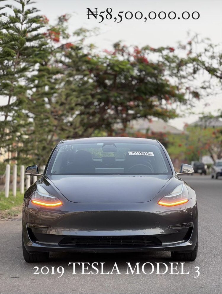 thatboycam2002's tweet image. GOOD DEAL ✨

FOREIGN USED 2019 TESLA MODEL 3
PRICE: GOING FOR ₦58,500,000.00 ONLY
LOCATION: FCT ABUJA 🇳🇬
☎️: 09064722120
#tesla #nigeriabusiness #abujabusiness #enugubusiness #fypシ #everyone #carsales #worldwide #explore
