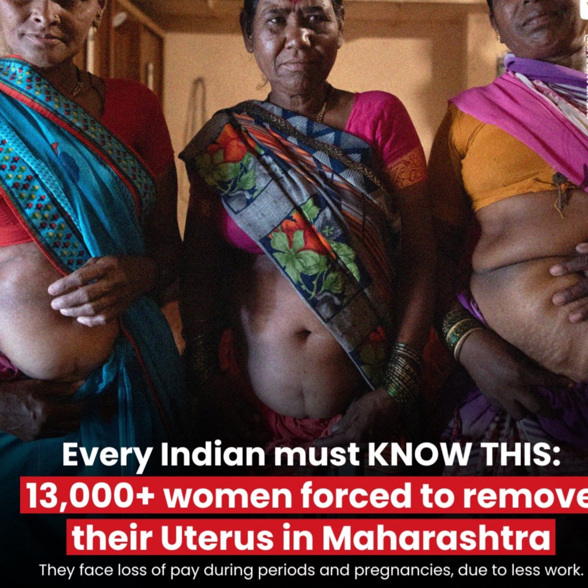 shaktiabhiyan_'s tweet image. When women in Beed , Maharashtra  are pushed to remove their uterus just to keep earning, the system has already failed them. 
13,000 isn’t just a number, it’s a warning. #WomensHealth #MigrantWorkers #PolicyFailure