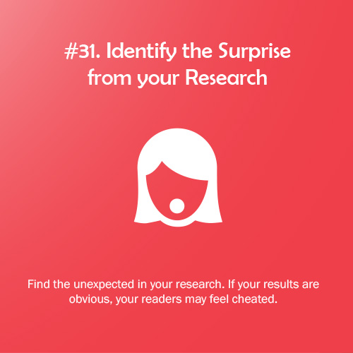 100RulesoftheG1's tweet image. Research Rule of the Game #31: Identify the Surprise from your Research. All 100 PhD + 100 Research Rules of the Game are available at bit.ly/2CxcsRd and bit.ly/2JNbTsj #100PhDRules #PhD #phdchat #phdadvice #phdforum #phdlife #ecrchat #acwri