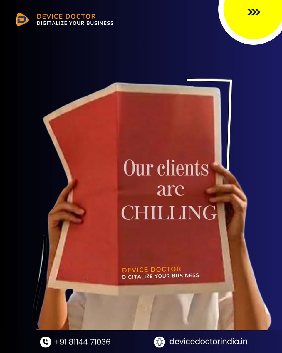 In_DeviceDoctor's tweet photo. Our clients are chilling 😎
Because we handle everything.

From strategy to execution — we’ve got it covered:

💬 Let’s build something powerful together.

#DeviceDoctorIndia #DigitalMarketing #BusinessGrowth #MetaAds #ContentMarketing https://t.co/7N6lokrefs