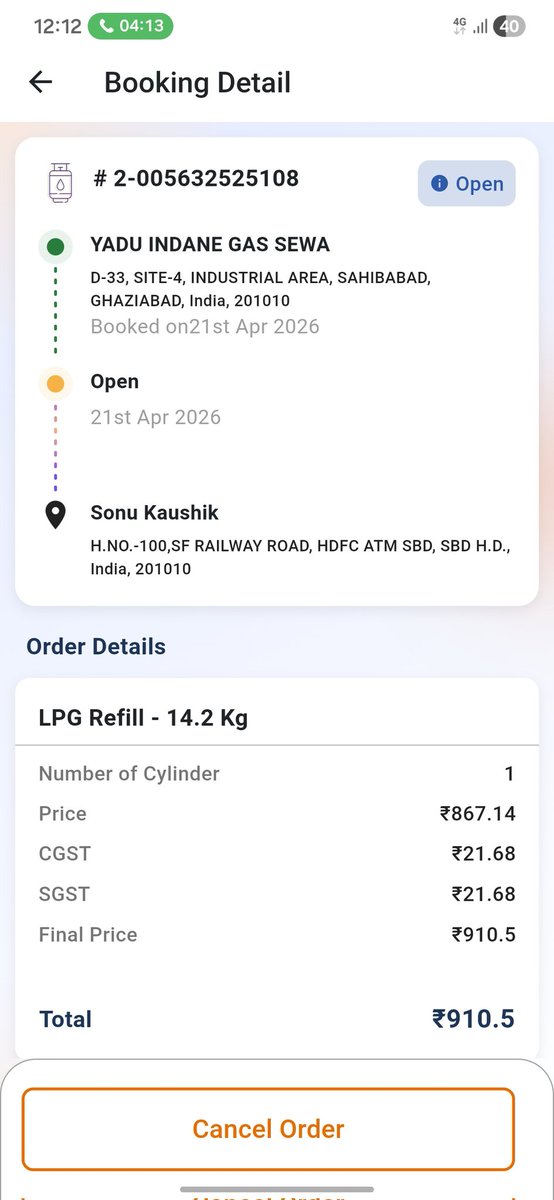 rk_dec81's tweet photo. @IndianOilcl 
I had booked by Refill and paid online on 21st April but still invoice has not been generated why?
I hope there is no gas shortage in india now as per your announcement over the customer care and website 
Custcare kept on hold long time says important but disconnect https://t.co/iYmXOZDdJu