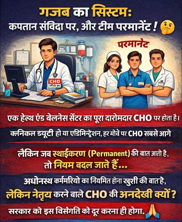 PankajB76760870's tweet photo. Healthy lifestyle promote करने में CHOs की अहम भूमिका है।
क्या उनका भविष्य सुरक्षित नहीं होना चाहिए?
#Regularize_CHO_Haryana
@aajtak @ArtiSinghRao @cmohry @JPNadda @MoHFW_INDIA @narendramodi @NayabSainiBJP @PMOIndia https://t.co/TdhLhrZdmM