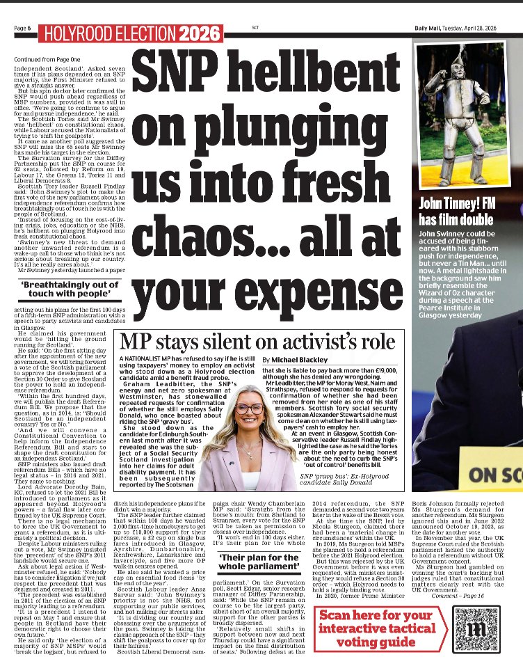 On day 1 of the new Scottish parliament, John Swinney would hold a vote on another independence referendum.

If you wanted proof the SNP don’t care about fixing Scotland — this is it.

👇
