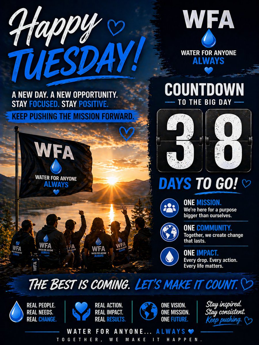 good morning wfa 💧
happy tuesday to the ones staying locked in

another day, another opportunity to push the mission forward not just words, but real action and real impact.

38 days countdown to a big day for the WFA fam

#solana #memecoin