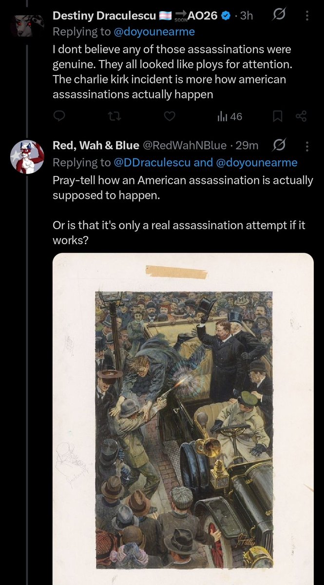 RedWahNBlue's tweet photo. Apparently knowing more American history than just the most well known assassination in all of history means I'm uneducated. https://t.co/7TJmDVYHKc