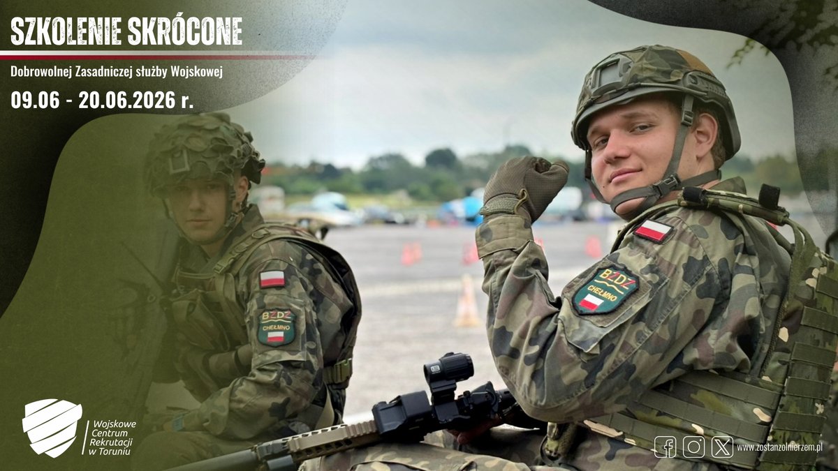 WCRTorun's tweet image. #DZSW - szkolenie skrócone.
Jeśli ukończyłeś klasę #OPW lub brałeś udział w programach edukacyjnych #MON, możesz skorzystać z wyjątkowej możliwości:
👉 Tylko 12 dni szkolenia podstawowego!
📆 Termin szkolenia:
09–20 czerwca 2026 r.