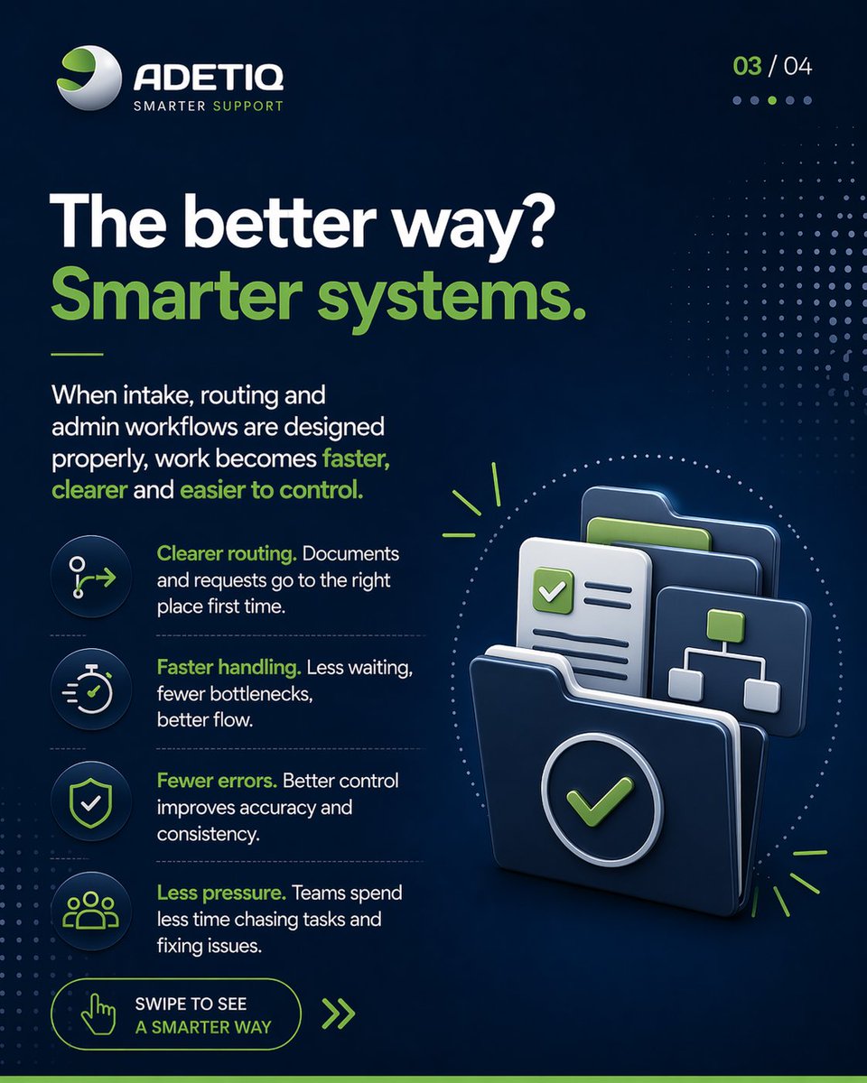 Adetiq's tweet image. Safer systems create better work.

Clearer admin workflows mean less pressure, fewer delays, and fewer avoidable errors.

Adetiq helps organisations create smoother, more secure processes for documents, data, and admin.

Message us to start the conversation.

#Outsourcing