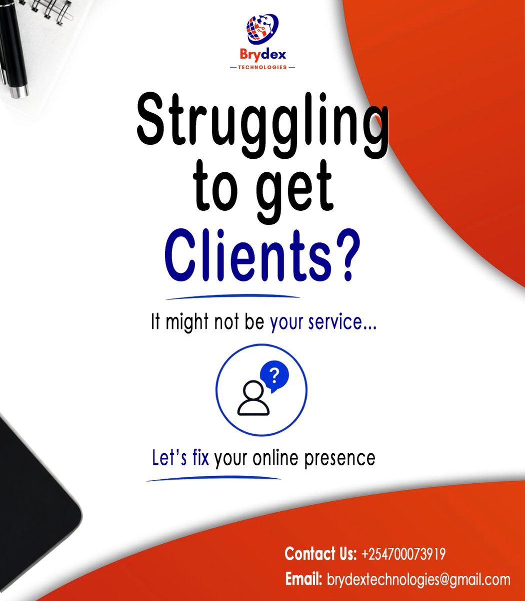 brianodhia30's tweet image. Struggling to get clients?

It’s not your service.
It’s your visibility.
📩 DM “START.”

#KenyaBusiness #DigitalMarketing #WebDesign