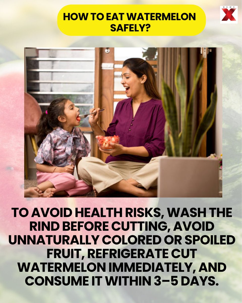 NewsX's tweet image. After a suspected food poisoning case in South Mumbai, experts say it’s generally safe, with rare risks from contamination, storage issues, or health conditions.

#Mumbai #Watermelon #Dangerous #HealthCondition #FoodSafety #NewsX