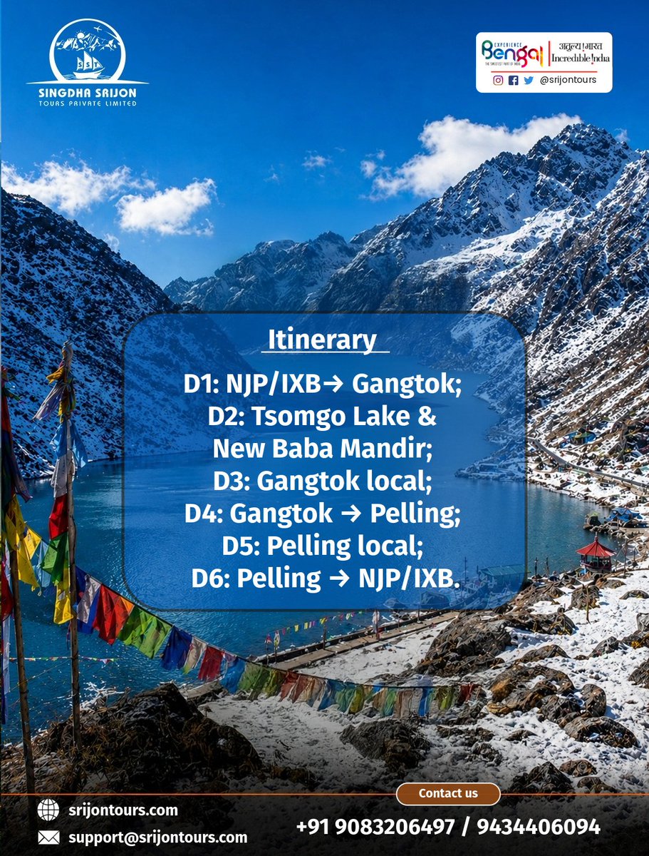 SrijonTours's tweet image. Book your Tour Plan with us now.
Mail at: support@srijontours.com
Visit srijontours.com or
WhatsApp: wa.me/919083206497?t…

#incredibleindia #ExperienceBengal #darjeeling #sikkimtourism #Bhutan #sst #WestBengal #tourism #bhutantourism #bhutantour #Travel