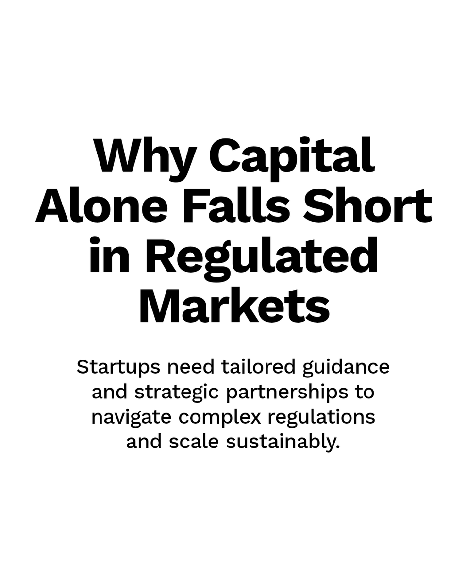 Minh_Q_Tran's tweet image. Why do regulated markets need structured venture support? Complex regulations demand more than just capital. Startups require tailored guidance, strategic partnerships, and operational discipline to navigate risks and scale sustainably in these environments. #VentureCapital