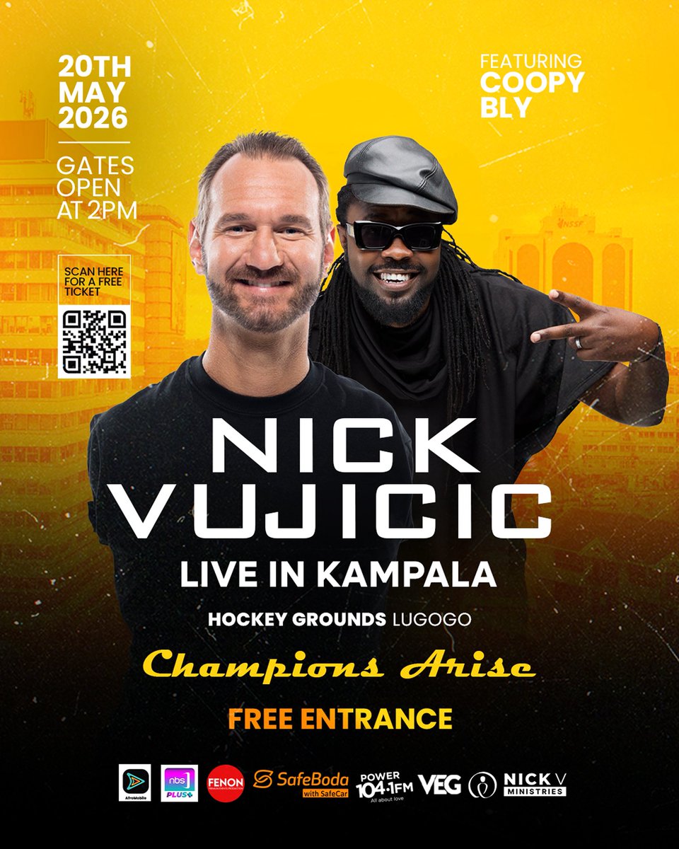 ViolaHappiness's tweet photo. Music and championship rising together!
@CoopyBly is set to perform LIVE at #ChampionsAriseUG  

Join @nickvujicic on 20th May 2026 at Lugogo Hockey Grounds for a day of purpose, power &amp; praise!  

It’s your season to arise!

Free entry ;Register here: https://t.co/5hG9yRkOr8 https://t.co/Il4zTSnCIV