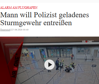 Taykra's tweet image. #Wien: Alarm am Flughafen- psychisch auffälliger 100-Kilo-Hüne will Polizisten Sturmgewehr entreißen! Eine Kollegin des um sein Leben kämpfenden Beamten steht nur daneben u sieht zu. Aus Angst vor Strafe? Polizist: „Der nächste gefährlicher Vorfall kommt bestimmt. Und was dann?“