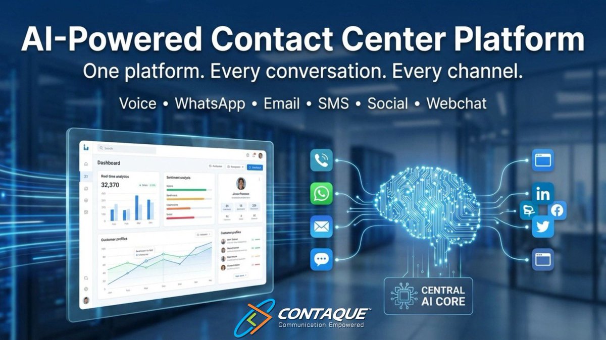 Customers today expect instant, seamless communication across every channel.

With Contaque’s AI-Powered Contact Center Platform, businesses can manage every conversation from a single platform - whether it's Voice, WhatsApp, Email, SMS, Social Media, or Web Chat.