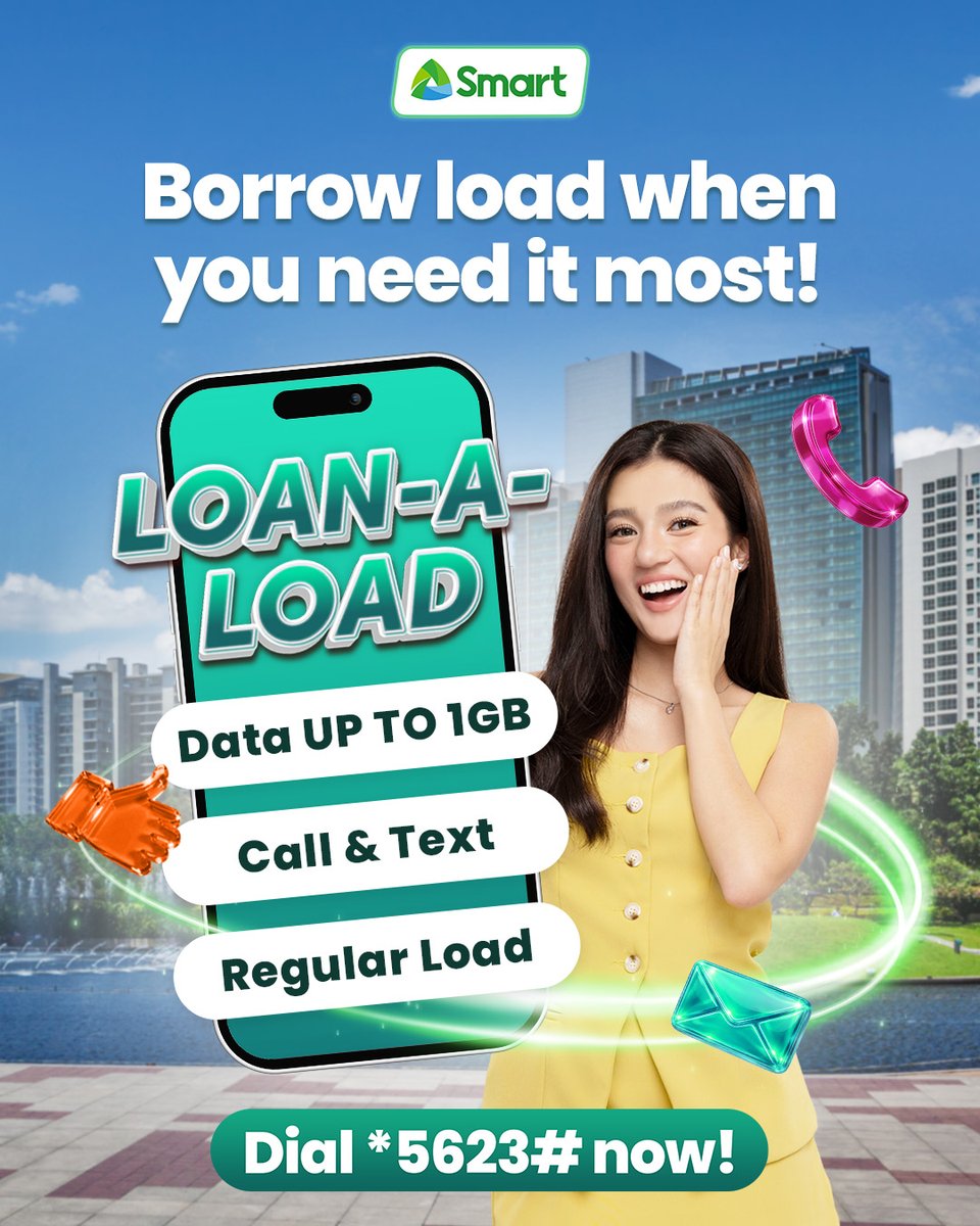 For moments that can’t wait, stay connected. 
Worry less with Loan-A-Load. Borrow up to 1GB data, calls, texts, or regular load anytime you need it.
Dial *5623# now! 💚