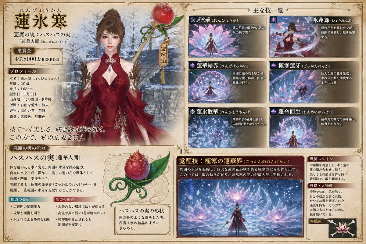 悪魔の実能力者にしてもらった！懸賞金まぁまぁ高い🤣身長も高いw
(´Д`三´Д`*)hshsの実を食べたのかー
技めっちゃかっこいい︎💕︎