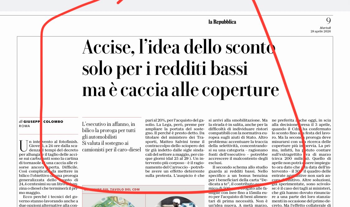 “Abbiamo 200 miliardi l’anno di evasione fiscale. Idee?”. “Regaliamogli anche lo sconto sulla benzina”