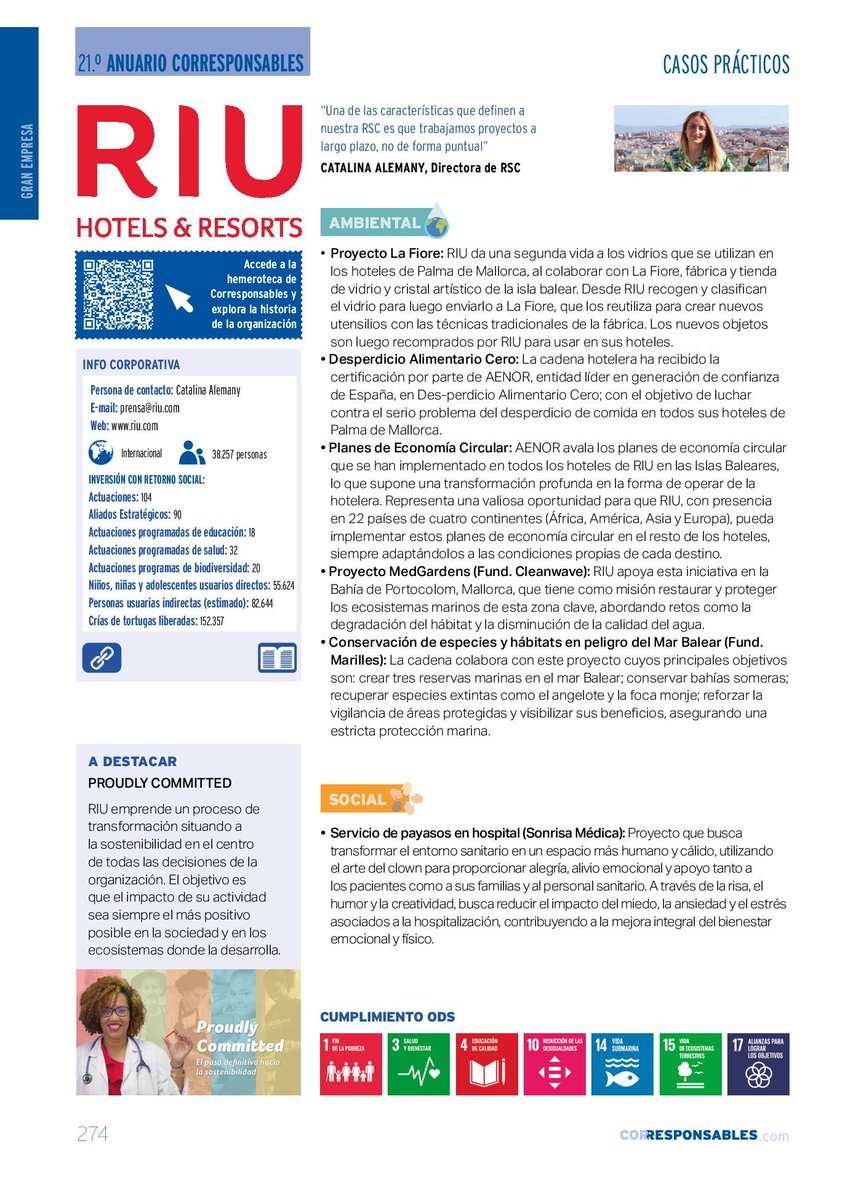 Corresponsables's tweet image. 🏨 @RiuHoteles  impulsa sostenibilidad a largo plazo con economía circular, lucha contra el desperdicio alimentario y protección del Mar Balear.

🌊 También humaniza el entorno hospitalario junto a Sonrisa Médica.

🔗 f.mtr.cool/npbgllteio

#Sostenibilidad #ESG