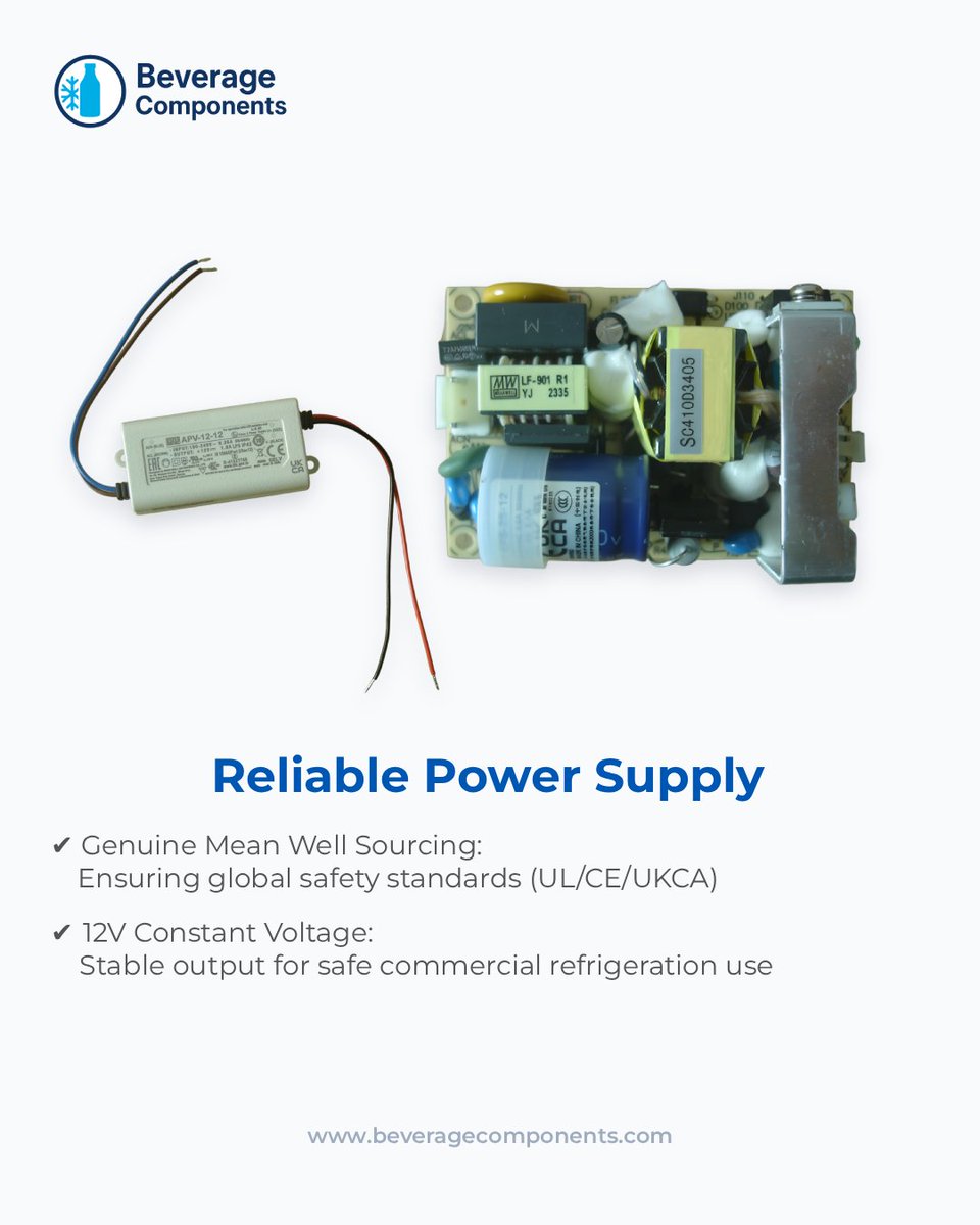 FrostoneParts's tweet image. Brilliant lighting &amp;amp; stable power for coolers! 💡⚡

Series 6: LEDs &amp;amp; Power Supplies. We source genuine Mean Well 12V units &amp;amp; make moisture-proof gel-coated LED strips (4000K-5500K). Ready for OEM assembly!

🔗 Specs: beveragecomponents.com/products/power…

#OEM #Lighting