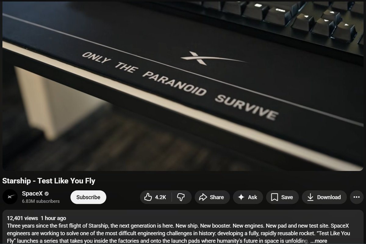$PARANOID SpaceX 放出了新口号：Only the paranoid survive. CA: CUi5ULzTKY9P93cjkCVD8HrB6txw2v4yzQuwBJgipump

这句话本身就很 Elon——别松懈，别自满，永远保持警觉。市场最喜欢的，就是这种刚冒出来的实时叙事。尤其是和 SpaceX 这种流量机器挂上钩，很容易被资金顺手点一把。 #MemeCoin #SpaceX