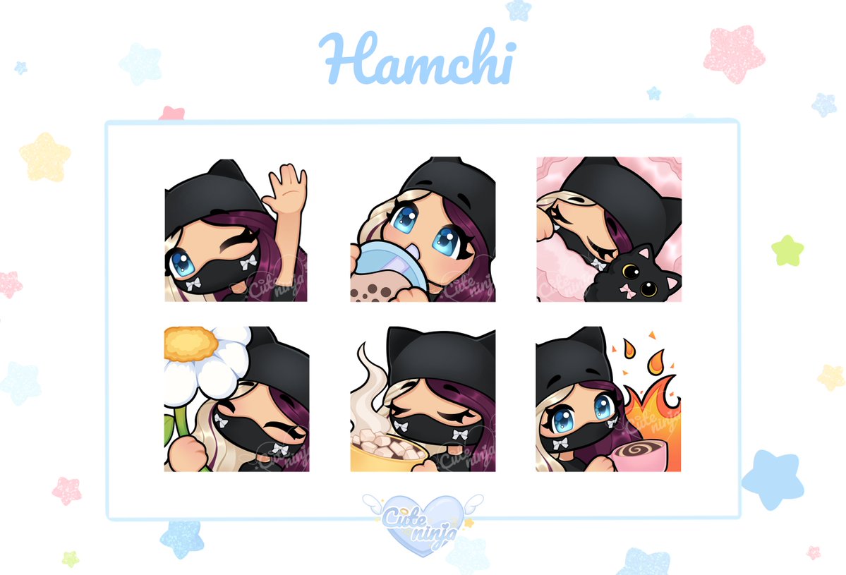 CuteNinjaStore's tweet image. emotes for @hamchiiruu 🥰✨
-`♡´- thank you thank you! -`♡´-

#VGen #emotes