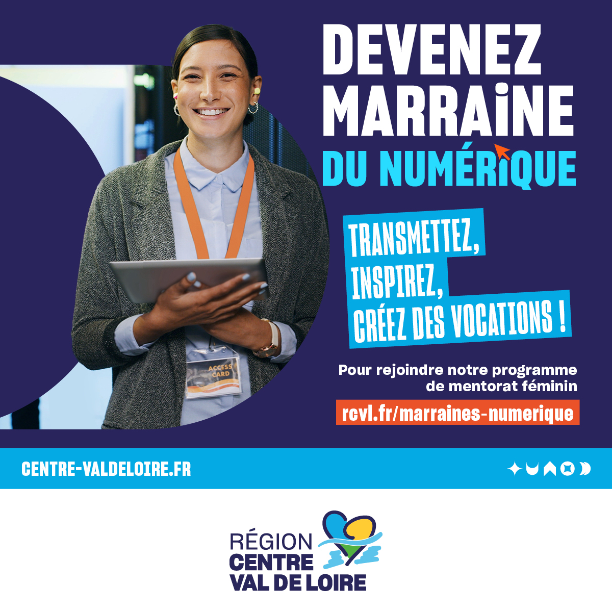 RCValdeLoire's tweet photo. #Numérique 🛜
📣 Marraines du numérique : encore quelques jours pour intégrer notre programme de #mentorat accompagnant l'orientation, la reconversion et l'insertion des femmes dans le digital et les filières #STIAM (Sciences, Technologies, Ingénierie, Arts et Mathématiques) ⤵️ https://t.co/fpSYkqNwuN