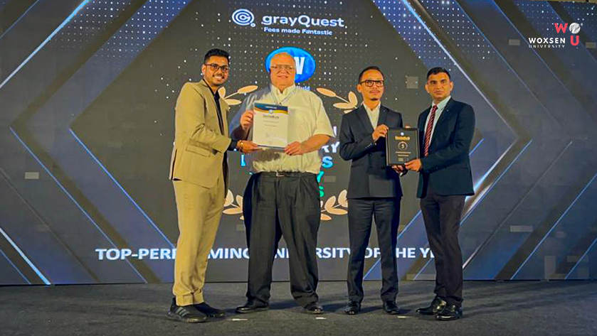 Woxsen's tweet image. A proud moment for WOXSEN University at the @EducationWorld Grand Jury Rankings 2026–27 ✨

🏆 #5 in India &amp;amp; #1 in Hyderabad (Top-Performing University of the Year)
🏆 #20 among Private Multidisciplinary Universities
#WoxsenUniversity #EducationWorldRankings #AcademicExcellence