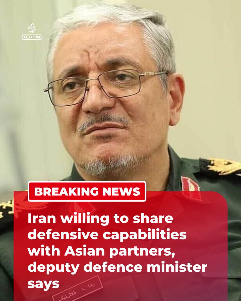 AJENews's tweet photo. Iran is ready to share its defensive capabilities with “independent countries, especially members of the Shanghai Cooperation Organisation (SCO),” Deputy Defence Minister Reza Talaei-Nik said, according to Iranian state media.

🔴 More on https://t.co/hGzrK2N8WC https://t.co/IgfTO0SarD