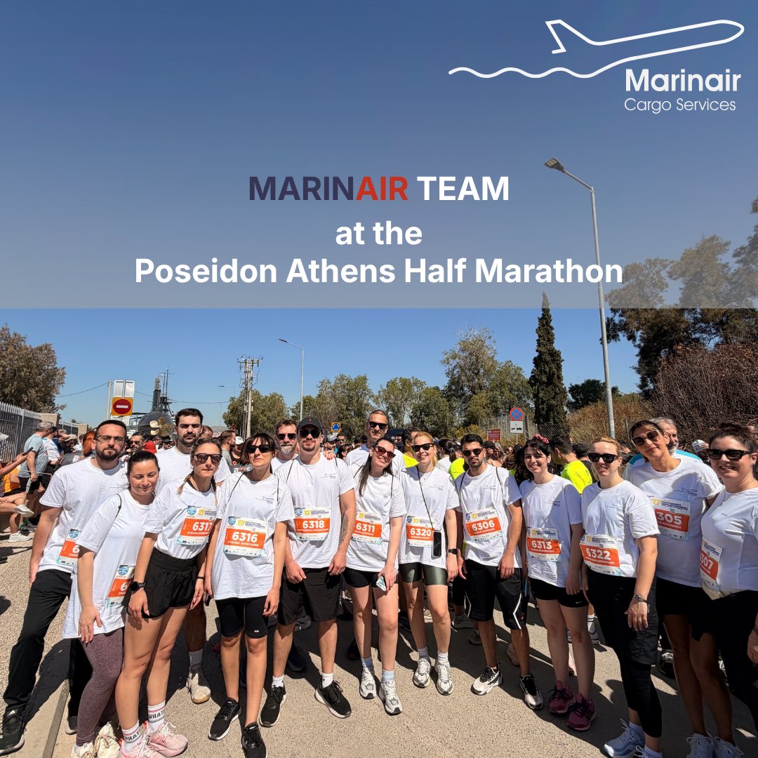 Marinair_Cargo's tweet image. 🏃‍♂️ Marinair at the Poseidon Athens Half Marathon 2026.
Our team proudly joined this year’s race, showing teamwork, commitment, and consistency beyond daily operations.
Congratulations to everyone who took part.
#Marinair #PoseidonHalfMarathon #Teamwork #Logistics #MarinairTeam
