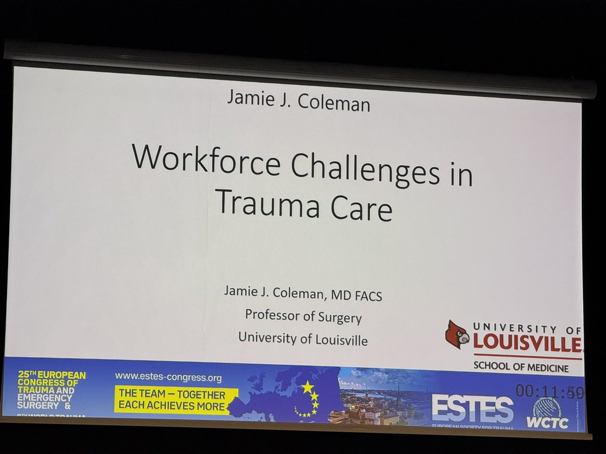elliotthaut's tweet photo. Workforce issues in trauma and emergency surgery highlighted by @JJcolemanMD at #ECTES2026. https://t.co/e53EONetdX