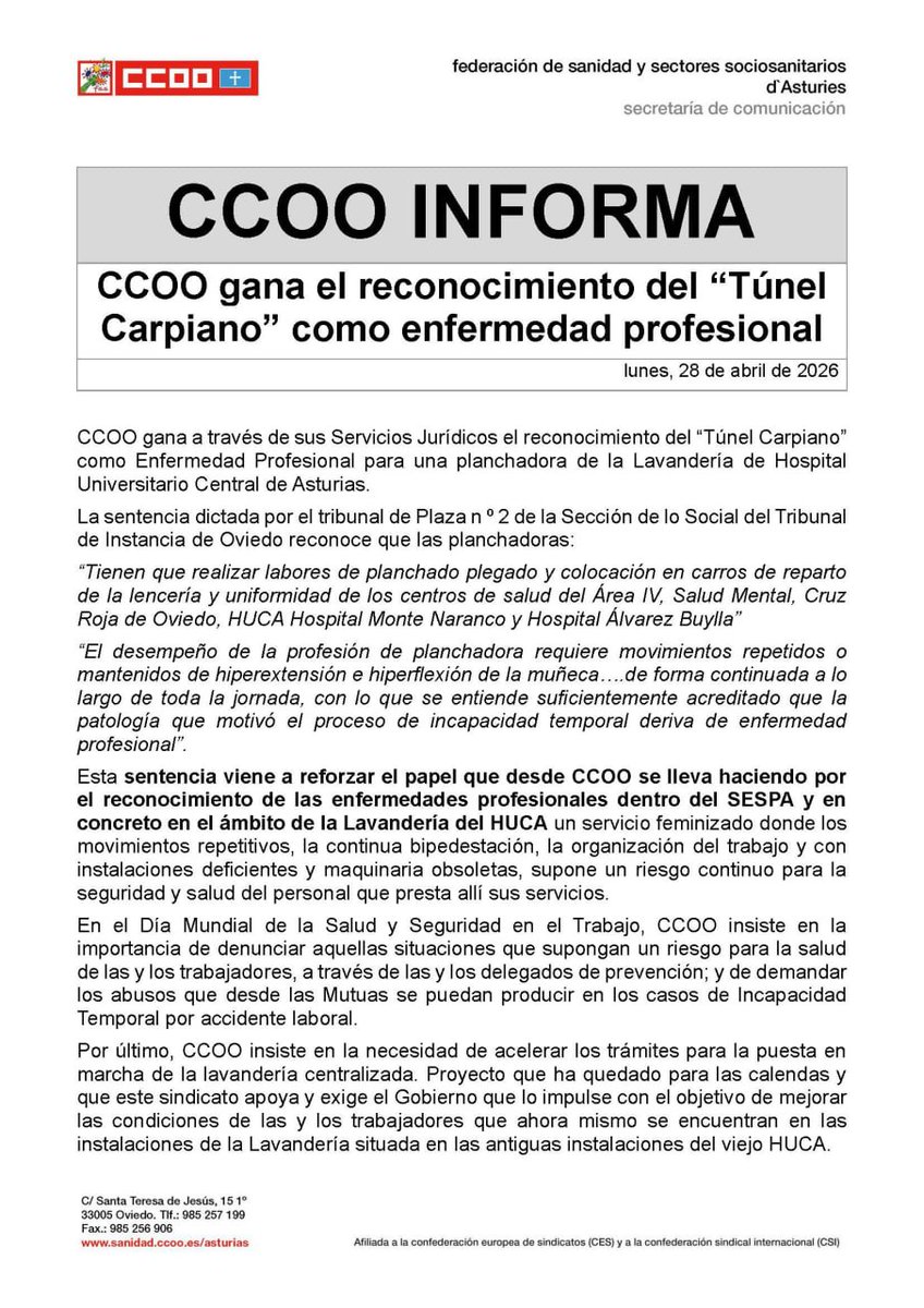 fsasturiasccoo's tweet photo. #CCOOSeMueve #SaludLaboral https://t.co/NoiprPRlll