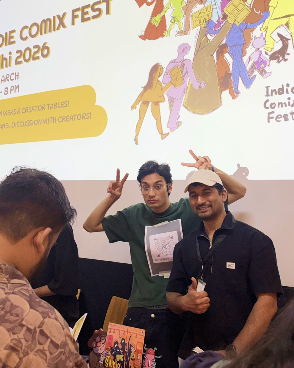 studiospotin's tweet photo. Amdavaad! Come meet us at Indie Comix Fest on 3rd May.

We’re bringing Detective Suar Barns and Invisible Rhythms, two of our debut comics that got sold out at ICF Delhi. Now back with fresh reprints!

Venue: Kadamb Centre for Dance, Opp. Parimal Garden, CG road, Ahmedabad https://t.co/mfUjmMrsJ0