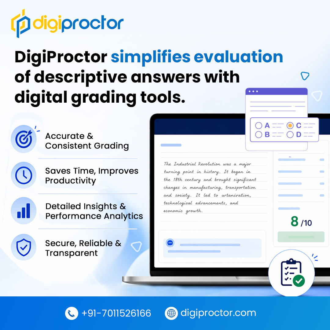 digiproctor's tweet photo. Assess essays, case studies, and long form answers efficiently with structured workflows and centralised evaluation. 

👉 Experience smarter grading: https://t.co/w2iJ2mFHpZ 

#AIGrading #SubjectiveAssessment #EdTech #DigiProctor https://t.co/UqQAopcdRY