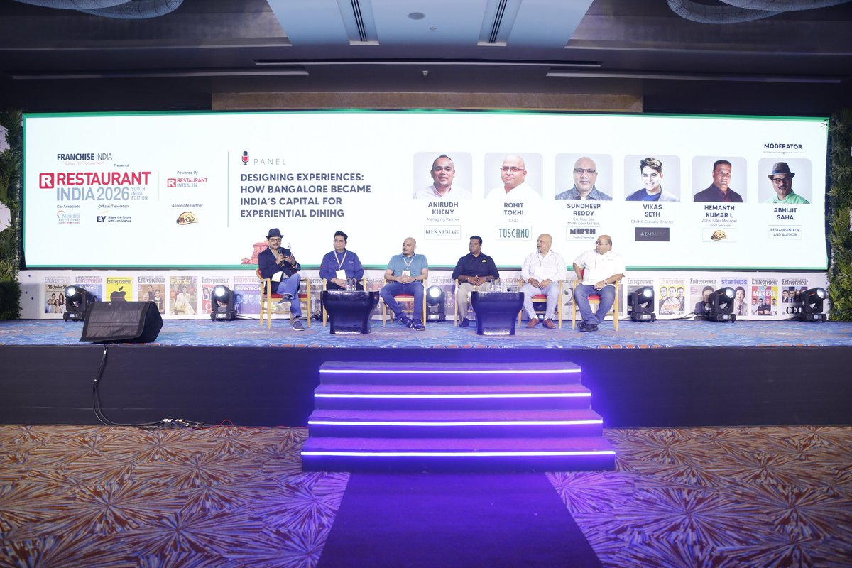 ChefVikasSeth's tweet photo. Delighted to be part of “How Bangalore Became India’s Capital for Experiential Dining” @IndianRestCong South India Edition 2026. Great sharing thoughts on how Bengaluru blends food, storytelling &amp; memorable guest experiences seamlessly, alongside industry colleagues!✨️ https://t.co/uWSRdyxFN7