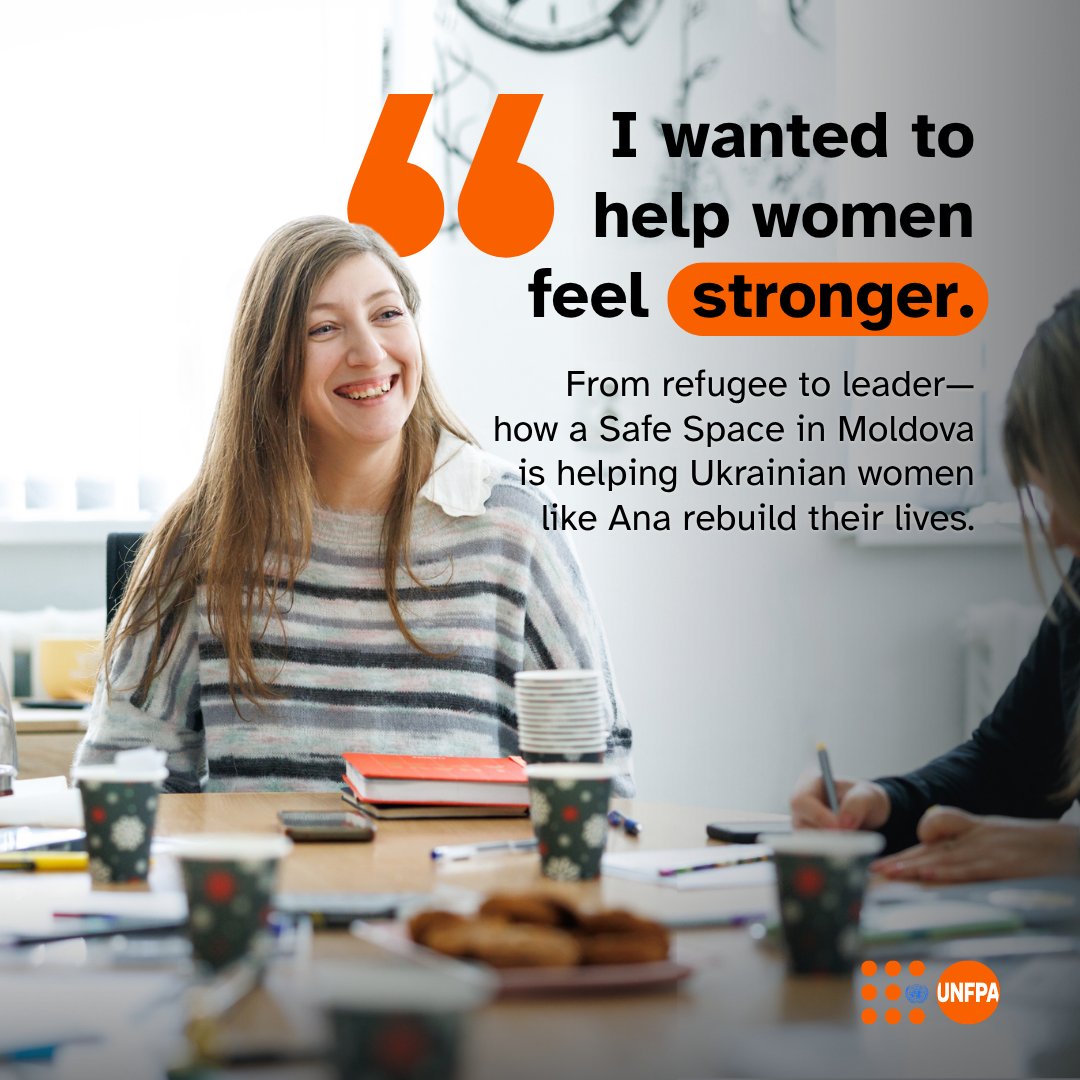 unfpaeecaro's tweet image. When Ana fled #Ukraine, she found more than just shelter at a @UNFPA Safe Space in #Moldova – she found a new purpose.  

We’re proud to partner with @FCDOGovUK to provide life-saving support for those who need it most 👉unf.pa/vrm 

#PartnersAtCore