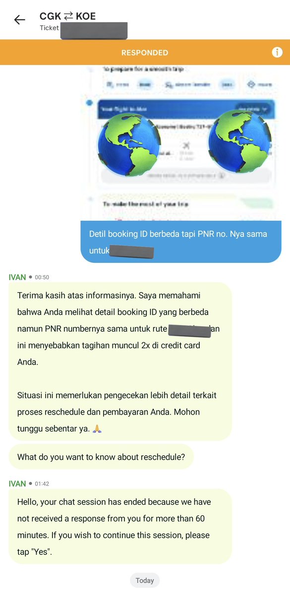 aaariniii's tweet photo. @traveloka Di chat bot selalu disuruh nunggu tp langsung ada pertanyaan berikutnga terkait reschedule sehingga dianggap tidak merespon dan berhenti di sini krn ga ada pilihan untuk melanjutkan. https://t.co/KgQfmwd8UF