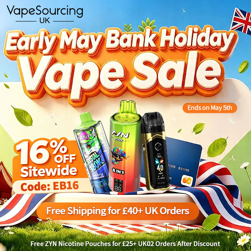 vapesourcinguk's tweet image. Early May Bank Holiday 🍃🇬🇧
vapesourcing.uk/new-arrivals.h…
Ends on May 5th 🎯

16% OFF Sitewide ✨ Code: EB16
Free ZYN Nicotine Pouches 📦 £25+ UK02 Orders After Discount

#vapesourcinguk #FreeShipping #newarrivals #coupon #sales #bankholiday