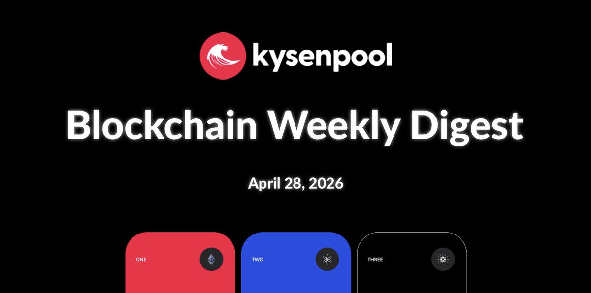 KysenPool's tweet image. gm C𝕏! 🐦
Blockchain Weekly Digest (Apr 28, 2026) 🧵

This week highlights a clear shift from experimentation to real-world utility across blockchain ecosystems:

🔹 #Cardano dev updates + treasury proposals live

essentialcardano.io/development-up…

🔹 @MidnightNtwrk DUST: stable,