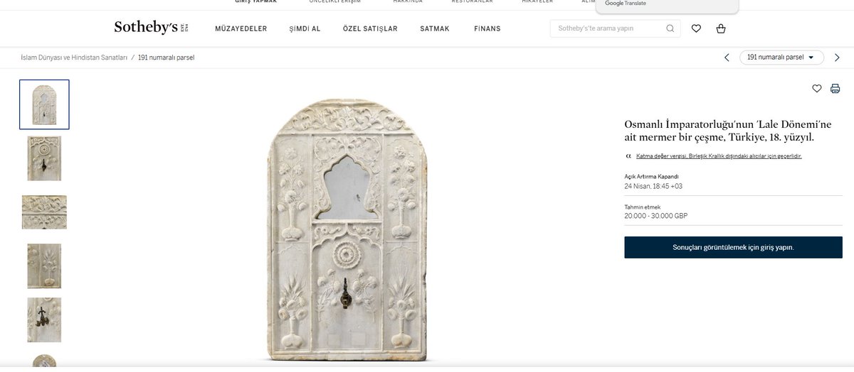 Hani umursamadığımız, kafamıza göre! yok edip daha modernini yaptığımız çeşmeler var ya, işte birileri onları çalıp çalıp açık arttırma ile satıyor.

Yazıklar olsun atalarının mirasına sahip çıkmayanlara!

#kaybolantarihinpeşinde