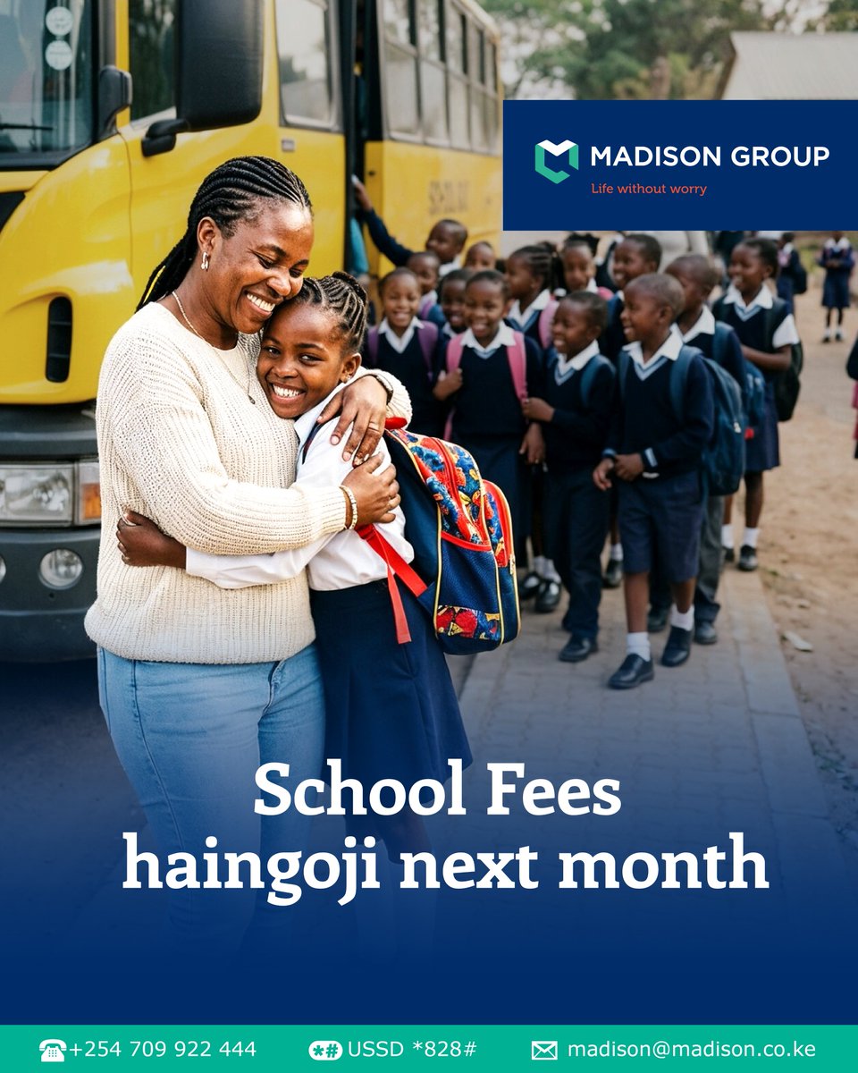 MadisonGroupKe's tweet photo. Protect your child's legacy na Bima ya Karo.

The ultimate bulletproof cover that ensures their education doesn't stop, hata life ikibadilika bila warning.

#LifeWithoutWorry #SiSiriNiUjasiri https://t.co/eud8rCRPjT