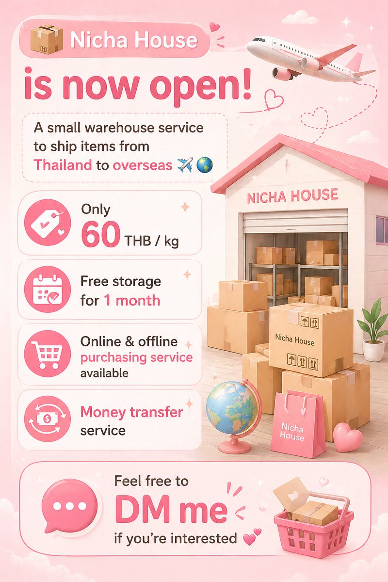 nicha_house's tweet photo. 📢 Warehouse @nicha_house
Now open for new customers 🎉
If you need a Thai warehouse / parcel storage / packing & shipping service, feel free to DM me 💌
📸 Photo updates:1–3 times a week
📦 Shipping days:Tue–Fri (please book first)
#Thaiaddress #Thaiwarehouse #Thaishipping https://t.co/cEIREMj9oS