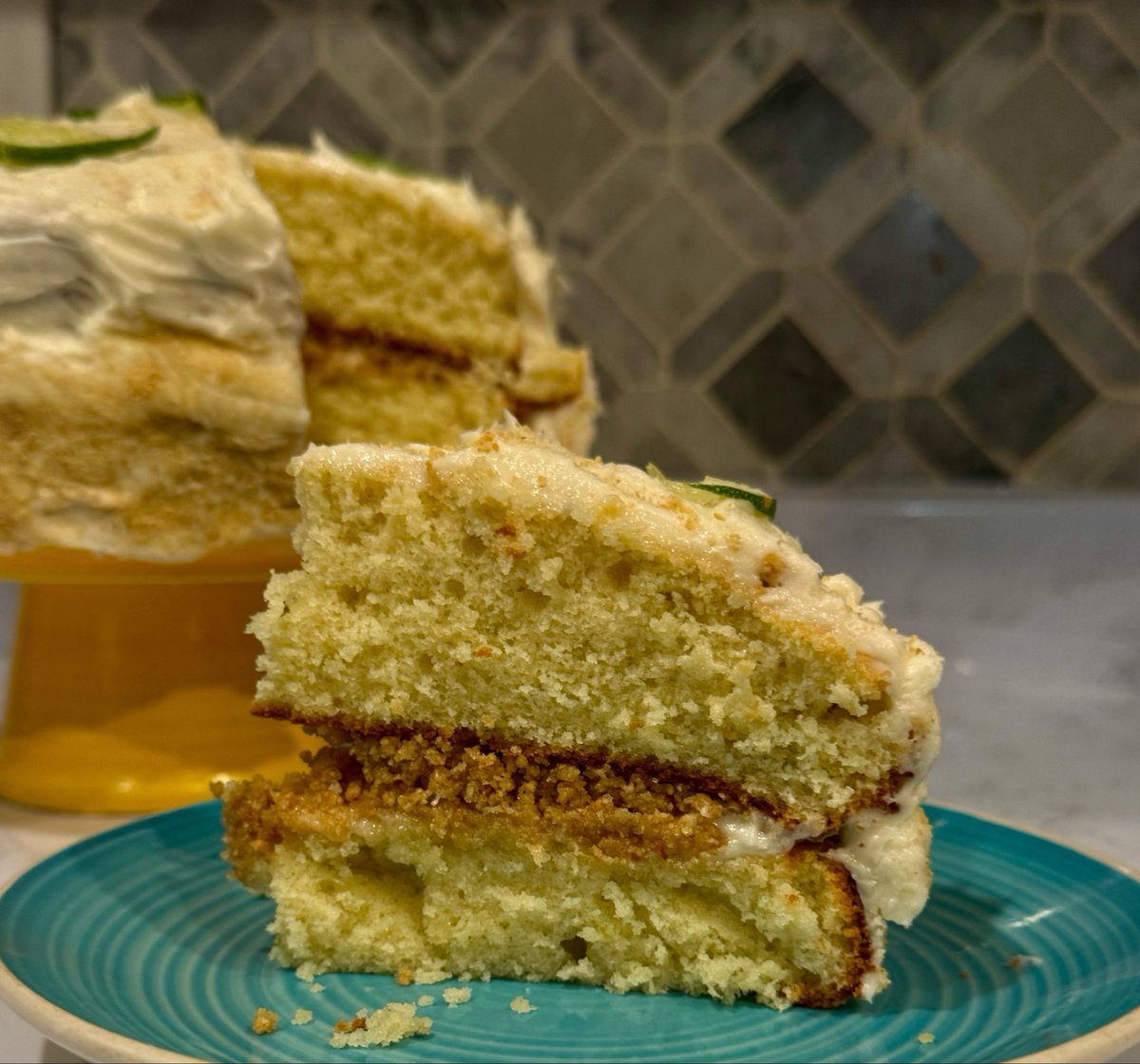 First attempt at a key lime cake because my friend had a craving :)