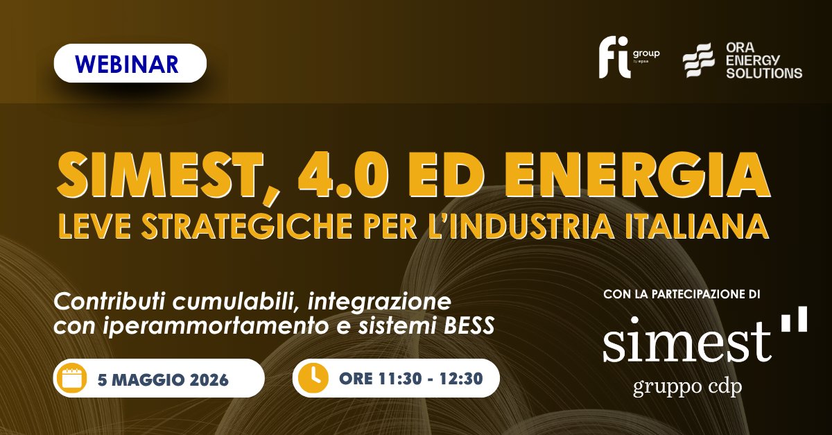 FIGroupIT's tweet photo. #Webinar | Il vero vantaggio non è l’incentivo. È il cumulo.​

#Iperammortamento, Sistemi #BESS, #SIMEST: combinati cambiano davvero i numeri dell’investimento.​

📅 5 maggio | ore 11:30 🔗 https://t.co/h82d6IMPw6​

#Industria40 https://t.co/Ofa5m63oxC