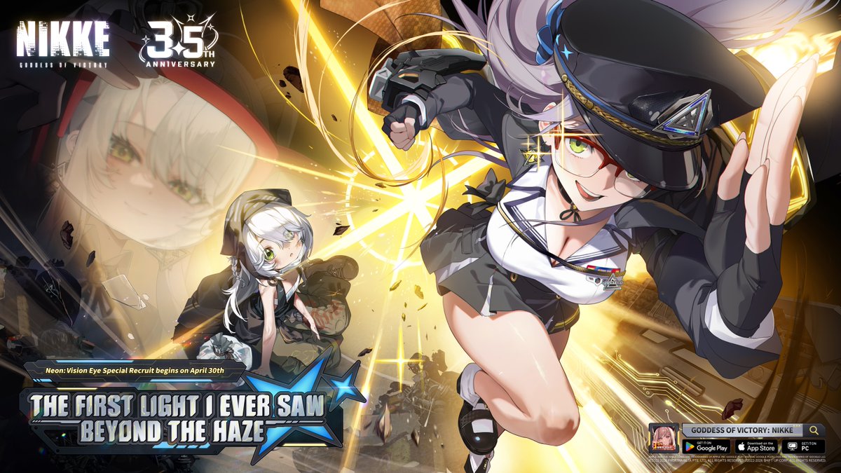 【THE FIRST LIGHT I EVER SAW BEYOND THE HAZE】

Special Recruitment for Neon: Vision Eye begins on April 30!

#NIKKE
#NeonVisionEye