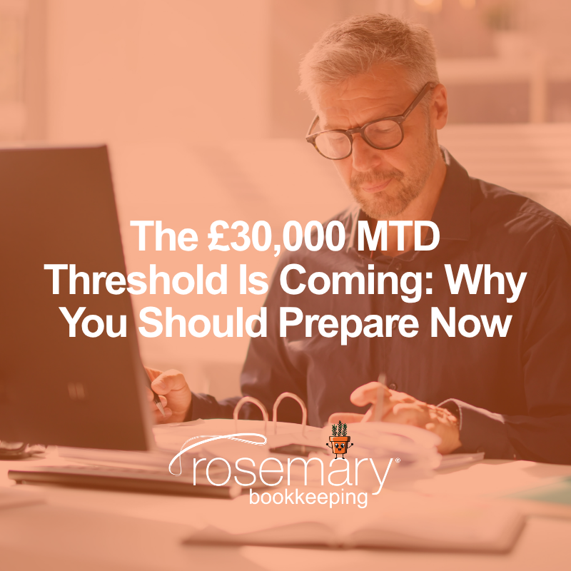 The £30,000 Making Tax Digital threshold starts in 2027. Find out why preparing your bookkeeping now will make compliance easier.

rosemarybooks.co.uk/30000-making-t…

#BookkeepingBlog #MTD #MakingTaxDigital #MTDCompliance