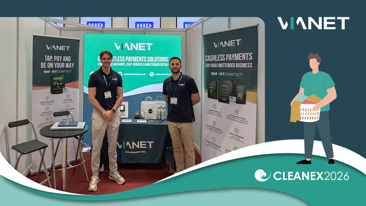 VianetGroupPLC's tweet image. The @VianetGroupPLC team had an incredible time exhibiting at #CleanEx 2026! 👏

It was great to connect with people in the laundry &amp;amp; dry-cleaning industry 🫧

Missed us? Email sales@vianetplc.com for any enquiries 📧

#UnattendedRetail #Laundry #DryCleaning #ContactlessPayment